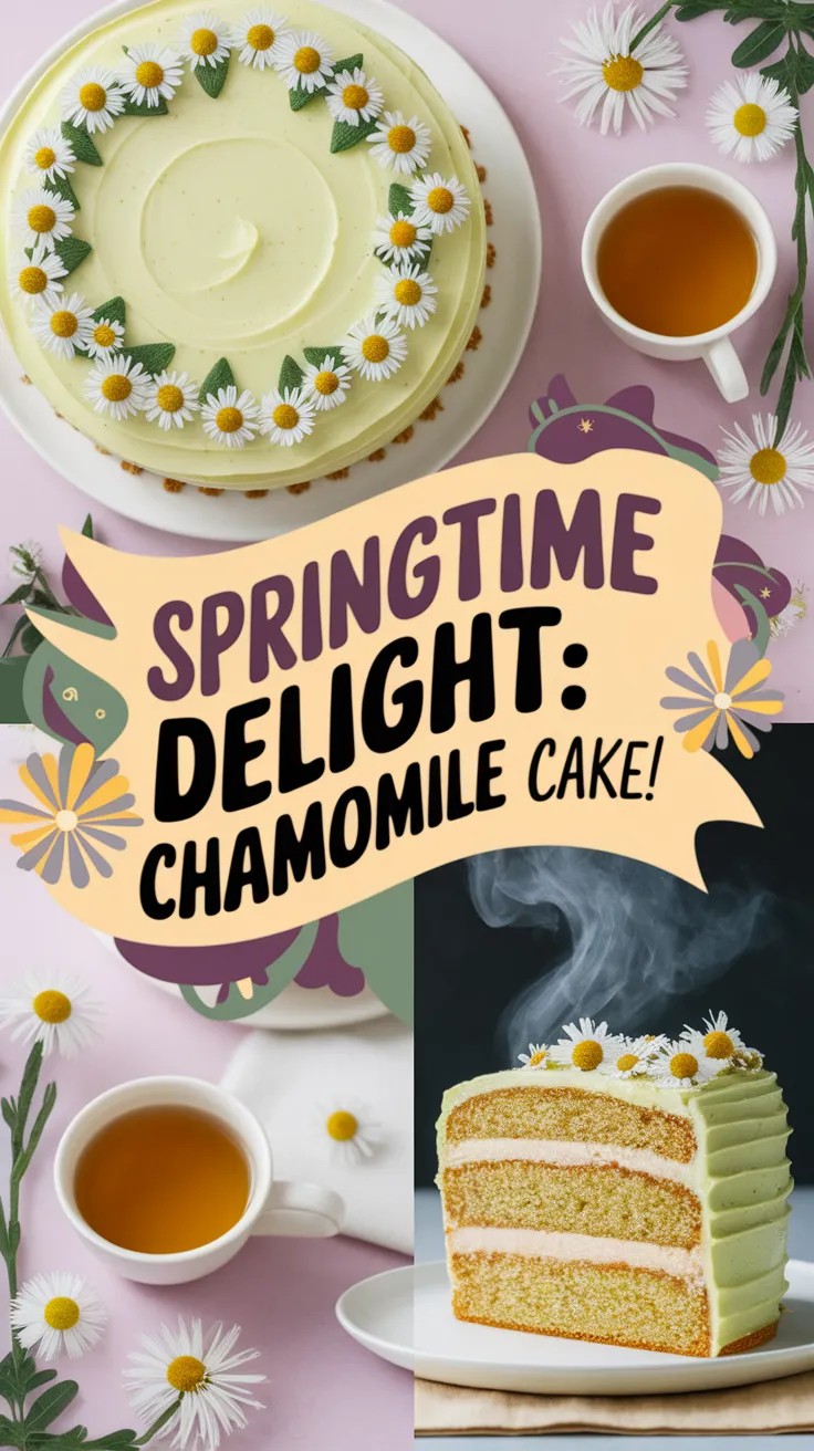 Beautiful Chamomile Cake with flowers and tea, perfect for Spring Tea microwave recipes.