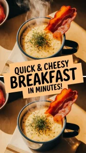 Delicious 2-Minute Microwave Cheesy Grits Breakfast Mug with bacon