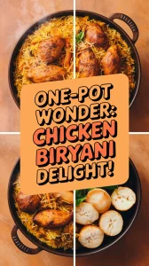 Delicious one-pot chicken biryani prepared in a microwave