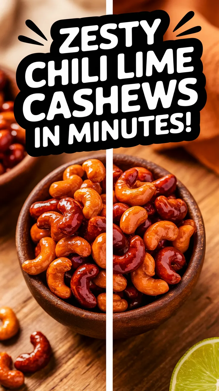 Bowl of quick microwave chili lime cashews with a zesty glaze.