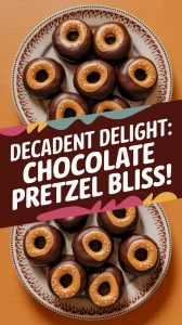 Delicious chocolate dipped pretzels arranged on a plate, perfect for a sweet treat.