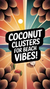 Coconut Clusters illustration reflecting beach vibes with sun and ocean