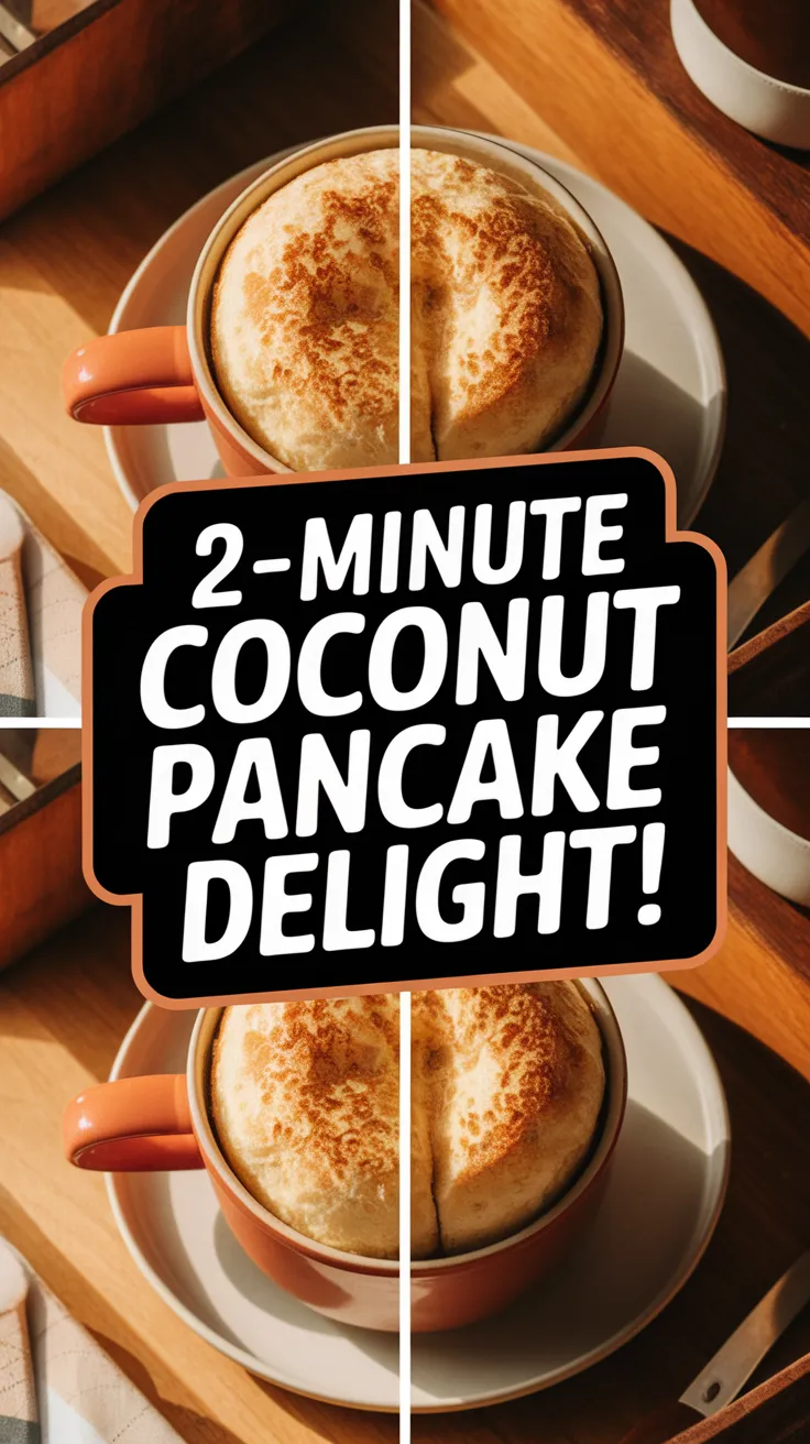 Delicious 2-Minute Microwave Coconut Flour Pancake Mug topped with golden brown edges.
