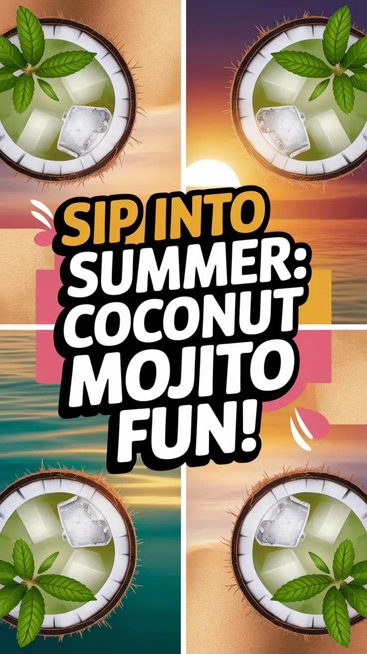 Refreshing Coconut Mojito with Beachy Kick served in coconut shells, perfect for summer.