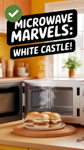 White Castle burgers being microwaved, ideal for quick cooking