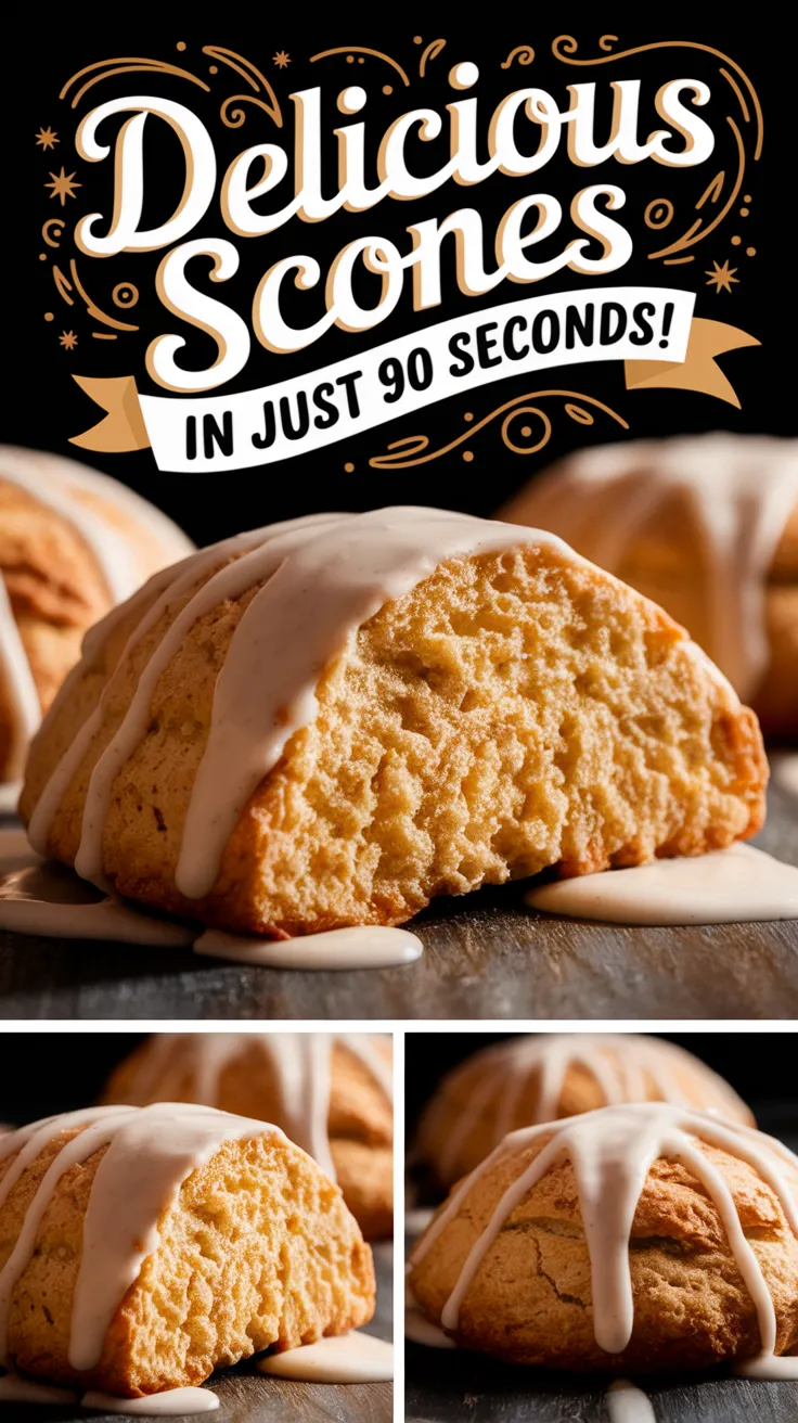 Freshly baked Copycat Starbucks Vanilla Scone topped with glaze, highlighting its texture and appearance.