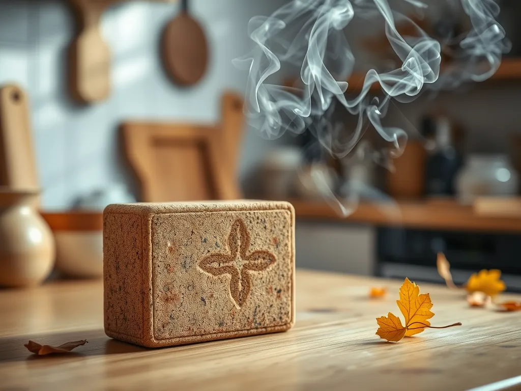 Cork yoga block emitting steam, ideal for warming in the microwave