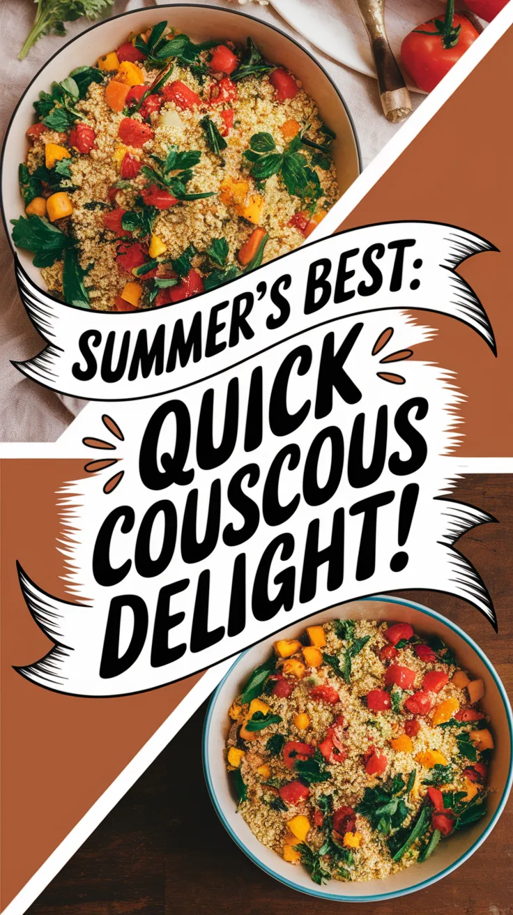 Colorful couscous salad with fresh vegetables, perfect for summer meals.
