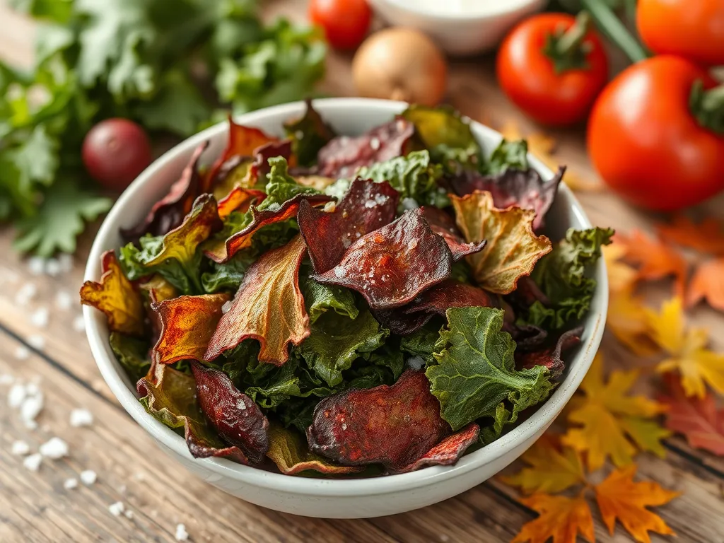 Bowl of crunchy veggie chips made in the microwave