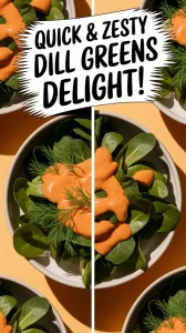 Fresh spring greens topped with quick and zesty dill sauce