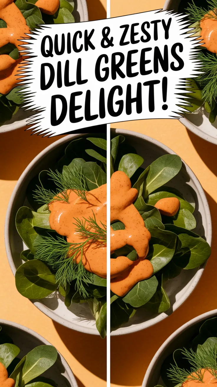 Fresh spring greens topped with quick and zesty dill sauce