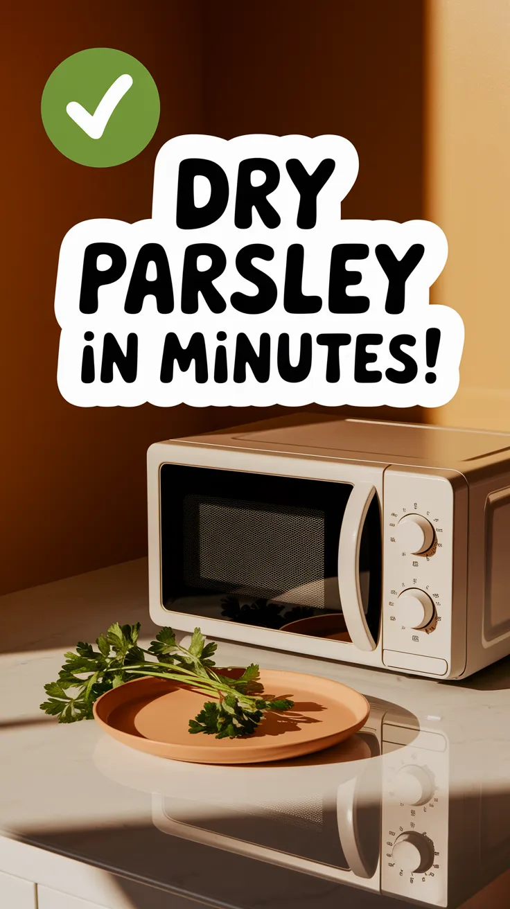 Microwave set up for drying parsley quickly and easily.