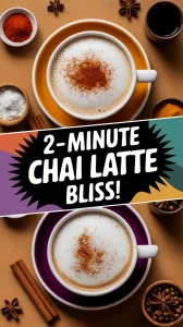 A delicious 2-minute chai latte with spices and ingredients for an easy recipe.