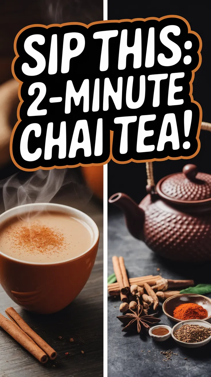 A steaming cup of chai tea with spices, perfect for quick preparation