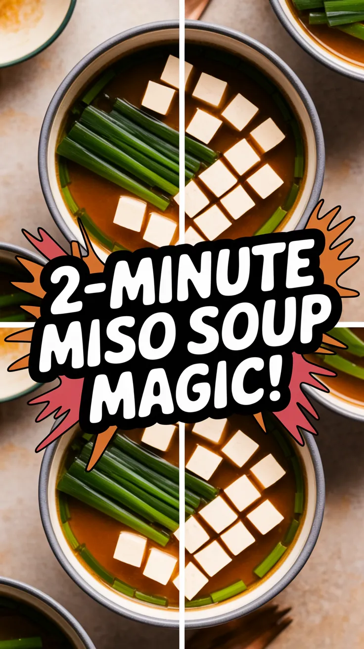 Delicious 2-minute miso soup with green onions and tofu cubes