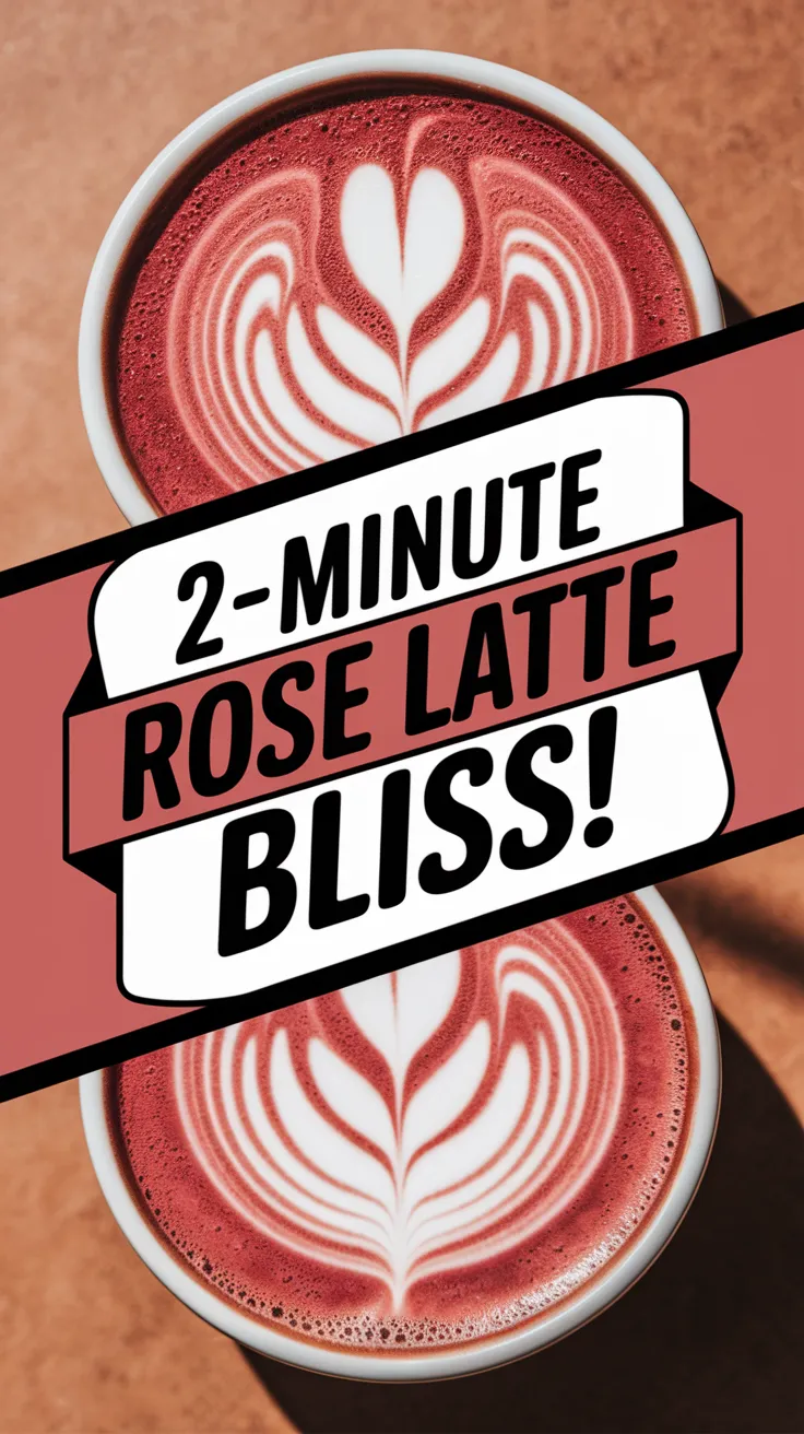 Two cups of rose latte with latte art on a wooden surface.