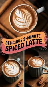 A delicious spiced latte made in 2 minutes with latte art.
