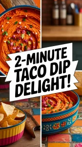 Delicious 2-minute taco dip served with tortilla chips, perfect for quick snacks.