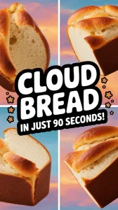 Delicious cloud bread made in just 90 seconds, perfect for quick meals.