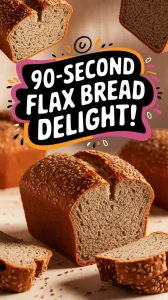Freshly baked 90-second flax bread with sesame seeds, perfect for quick meals