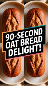Freshly baked 90-second oat bread loaf showcasing a golden crust.