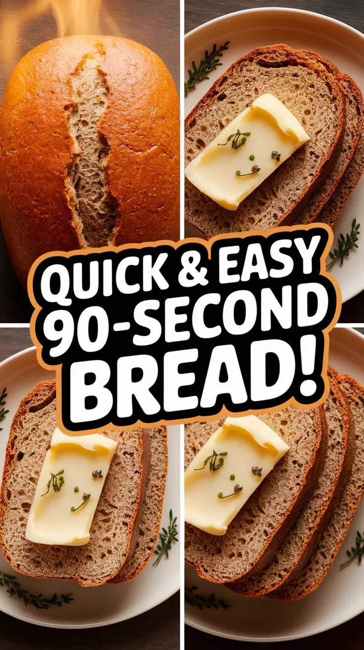Freshly baked 90-second psyllium bread slices with butter