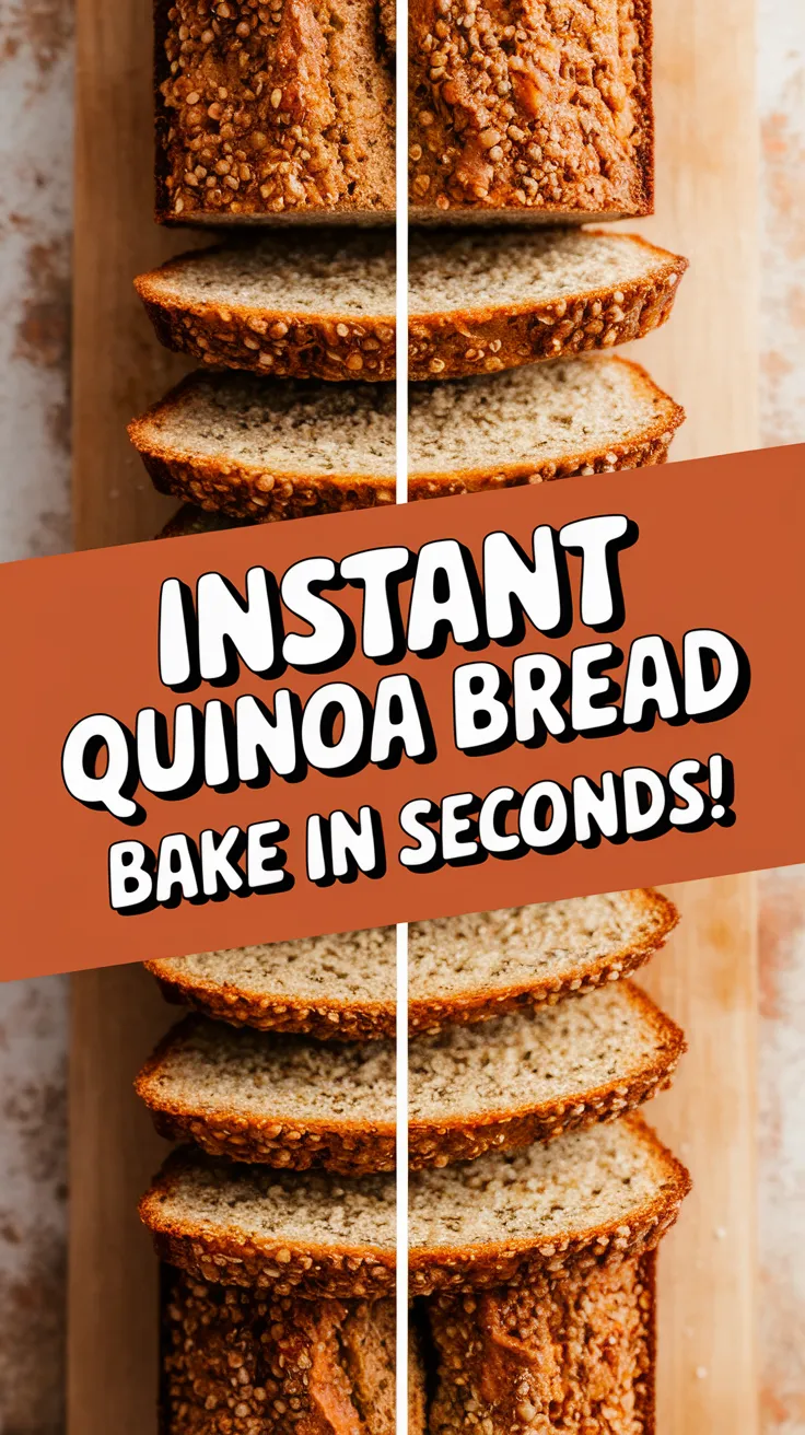 Sliced easy 90-second quinoa bread showing its texture and ingredients.