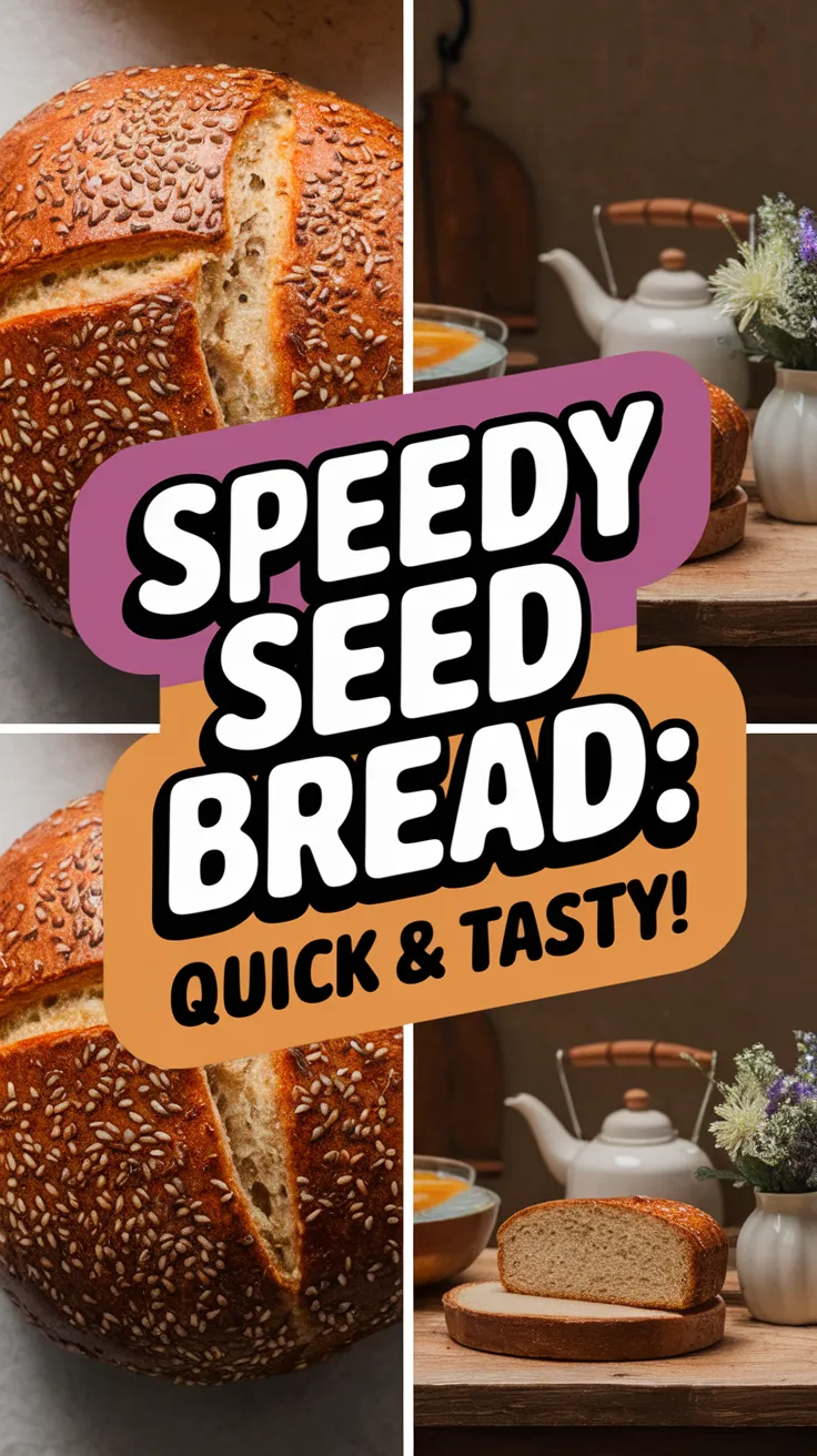 Freshly baked seed bread, perfect for a quick meal, showcasing crust and texture.