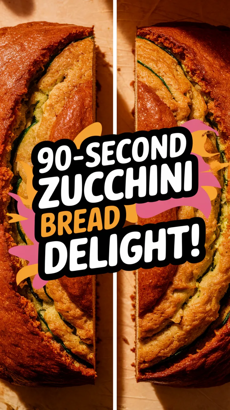 Deliciously baked 90-second zucchini bread sliced to show its moist texture.