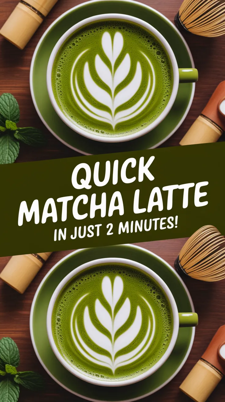 Delicious easy 2-minute matcha latte with latte art