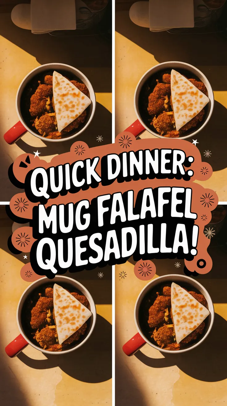 Delicious mug falafel quesadilla with crispy falafel and a wedge of pita.