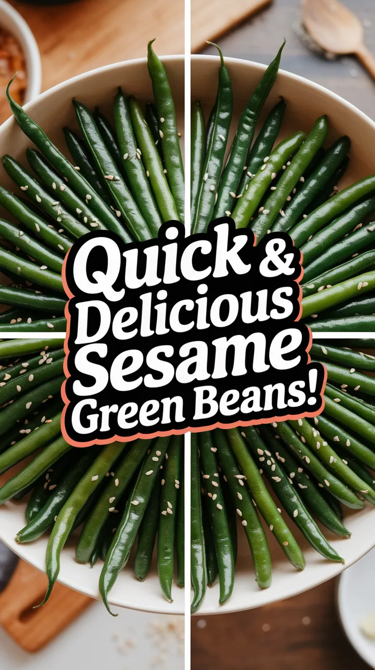 A bowl of quick sesame green beans arranged neatly, featuring vibrant green beans and sesame seeds, perfect for a 2-minute recipe.
