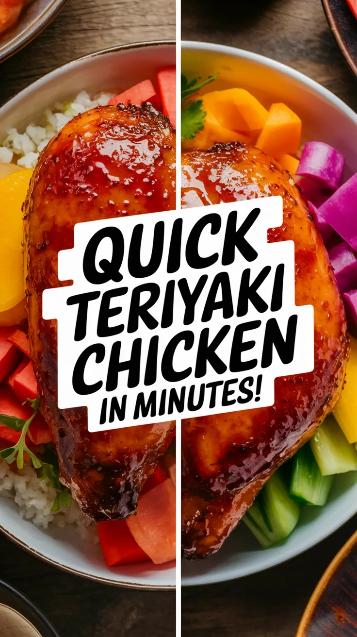 Delicious Easy Teriyaki Chicken served with colorful vegetables and rice.