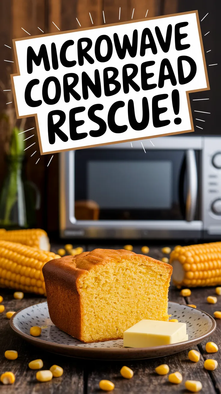 Delicious slice of cornbread fixed in the microwave showcased with butter, emphasizing the Anyday Dish trick.