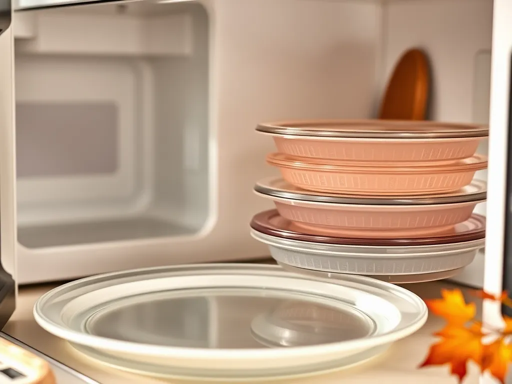 Plates inside a microwave demonstrating a hack to remove stuck-on food.