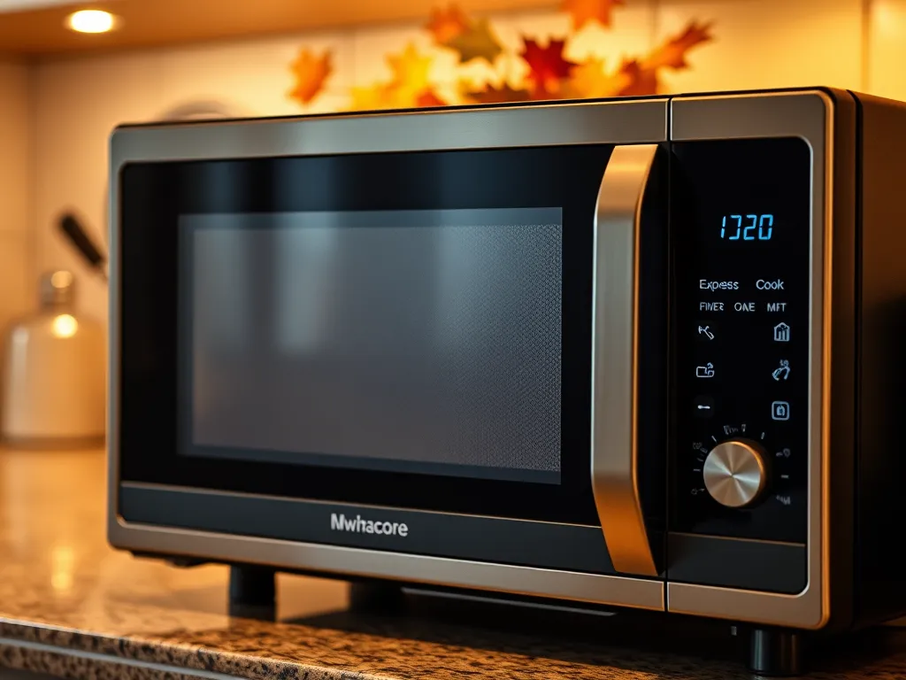 Close-up of a modern microwave showcasing its interior and buttons, highlighting a forgotten feature.