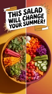 A vibrant Freekeh Salad featuring fresh vegetables and grains, perfect for summer meals.