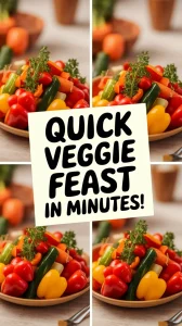 Colorful fresh veggie medley prepared in a microwave for a quick and easy meal