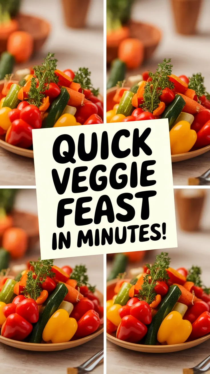 Colorful fresh veggie medley prepared in a microwave for a quick and easy meal