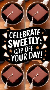 Delicious graduation cap brownies served in a mug, perfect for celebrations.