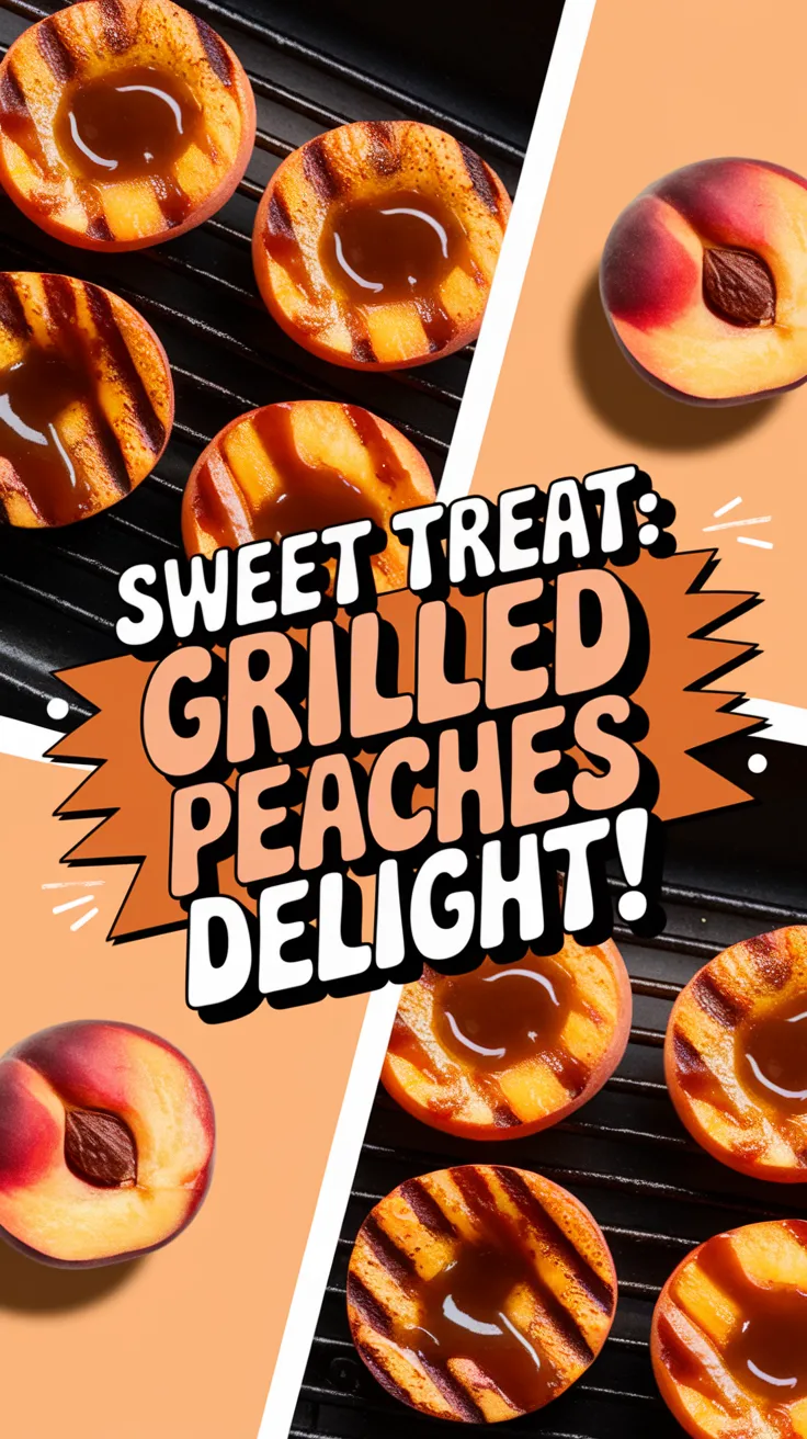 Delicious grilled cinnamon peaches drizzled with microwave caramel sauce.