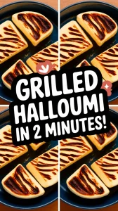 Delicious grilled Halloumi cheese prepared in the microwave