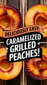 Caramelized grilled peaches, perfect for a delicious dessert.