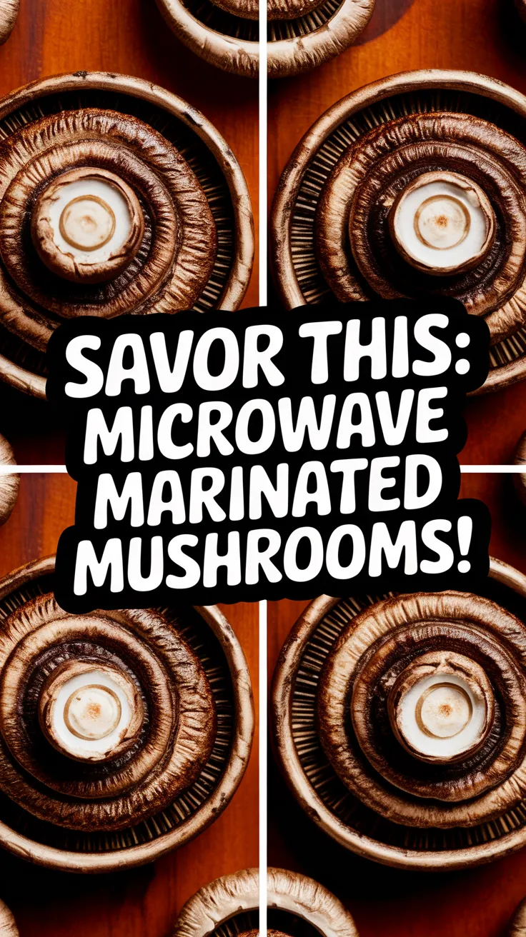Delicious grilled portobello mushrooms marinated in the microwave for a flavorful dish.