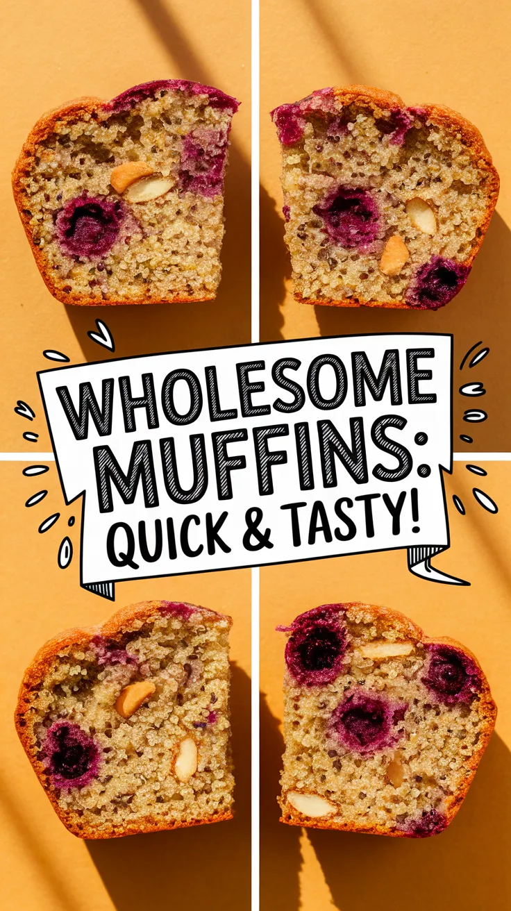 Delicious quinoa muffins with blueberries and nuts, perfect for a quick and healthy snack.