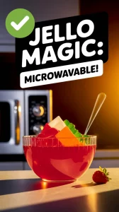 Colorful bowl of jello indicating it can be made in the microwave