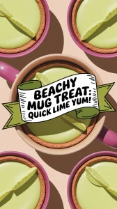 Delicious Key Lime Pie in a Mug with a beachy twist, showcasing a creamy green filling.
