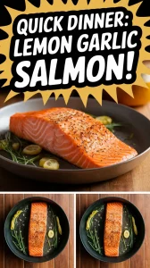 Delicious Lemon Garlic Salmon ready to be cooked in the microwave, perfect for a quick 2-minute meal.