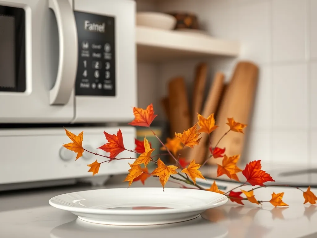 White melamine dish placed in kitchen near microwave, relevant to Are Melamine Dishes Microwave-Safe?