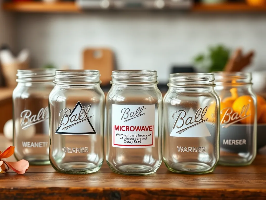 Various Ball jars with a focus on their microwavable features.
